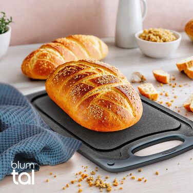 Набір обробних дощок Blumtal 3 розміри (S/M/L) - Велика пластикова обробна дошка з пазами для соку та ручкою - Міцна кухонна обробна дошка без BPA (чорна, комплект з 2 шт.)