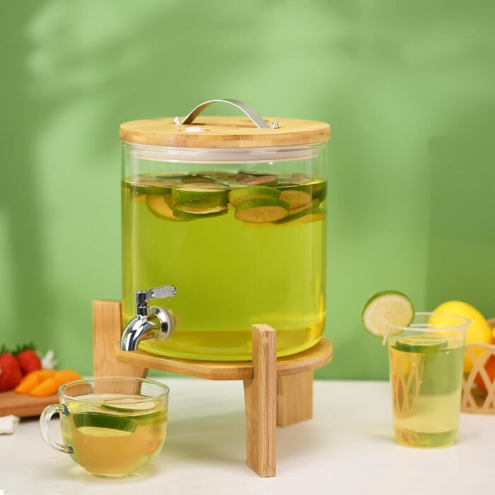 Диспенсер для напитков стеклянный с краном 5 л Hiziwimi