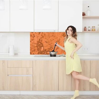 Дизайнерський кухонний фартух з алюмінієвого композиту, кухонний фартух, товщина 3 мм, 60x100 см, (натуральний камінь кольору іржі)