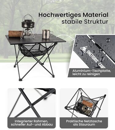 Складной алюминиевый стол для кемпинга 56x40,5x39,5 см OneTigris