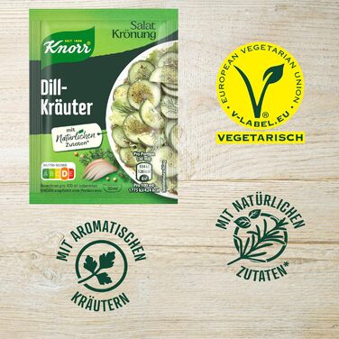 Заправка для салату Knorr з кроповими травами для смачної заправки для салату з натуральними інгредієнтами* 5 x 3 порції 15 кропових трав 9 г (75 упаковок)