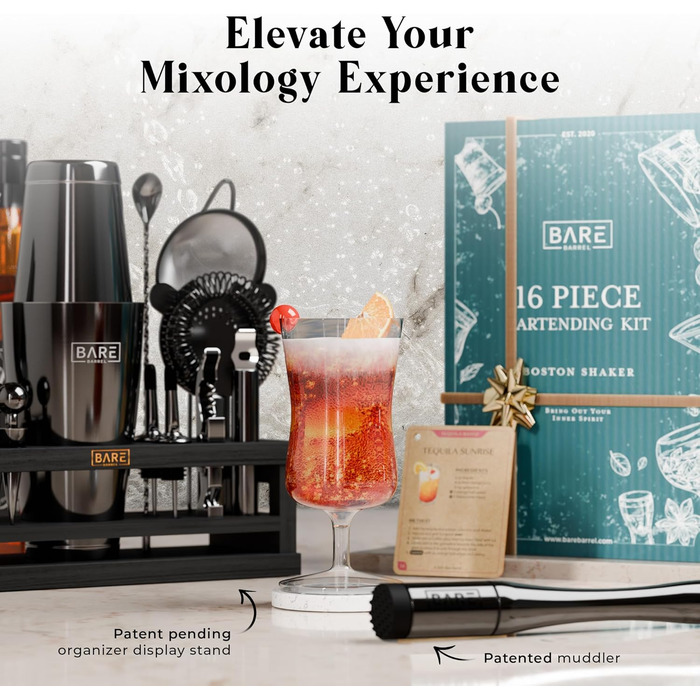 Набір для коктейлів 16 предметів чорний Bare Barrel