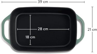 Чугун с крышкой 33,5 x 13 см, эмалированная форма для выпечки, форма для выпечки хлеба - (форма для запекания, мята)