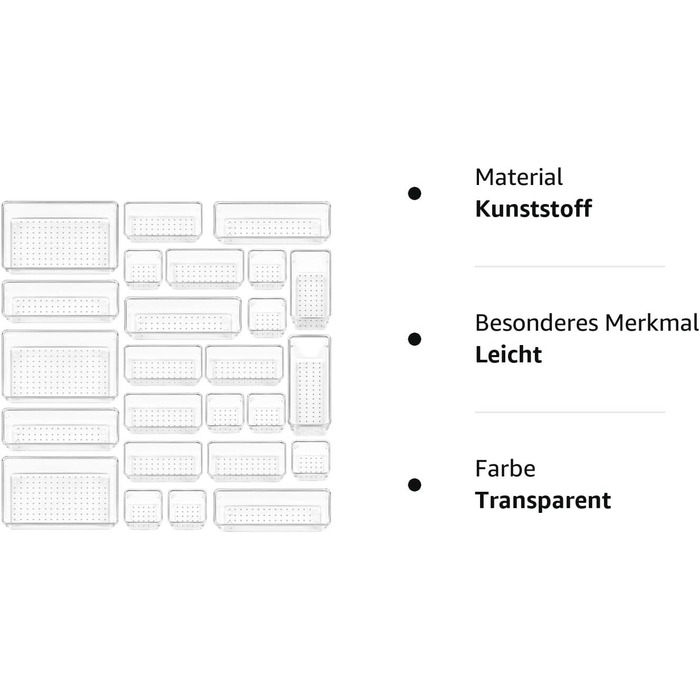 Система организации выдвижных ящиков с 4 размерами, прозрачный пластик, органайзер для туалетного столика Можно использовать для макияжа, кухни, ванной комнаты, офиса, 25 шт.