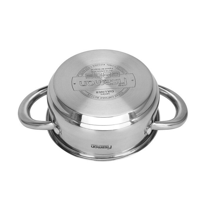 Каструля Fissman GULLIVER 14x7 см 1,1 л зі вставкою-пароваркою 14x6,5 см та скляною кришкою нержавіюча сталь (5428)