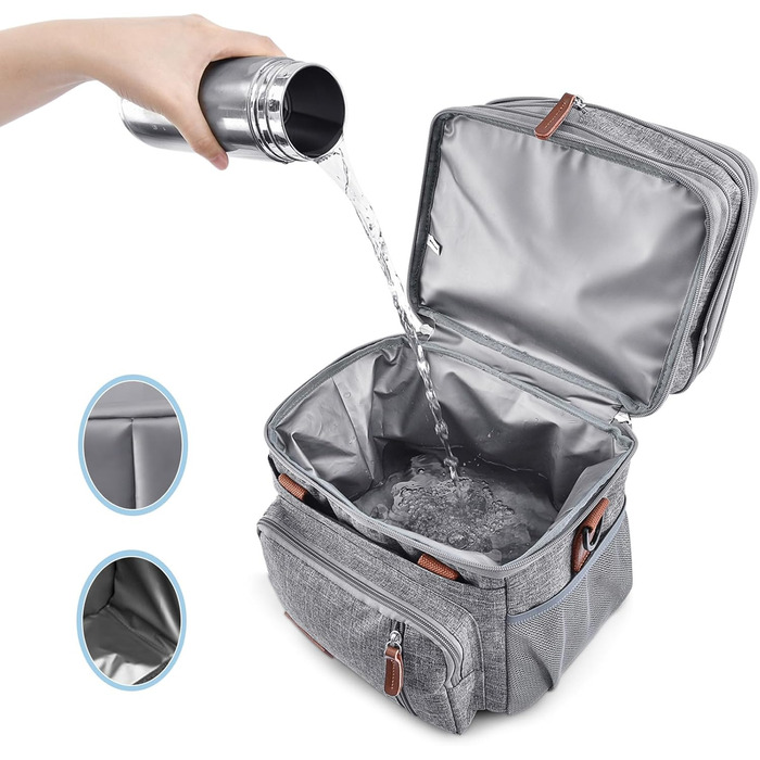Преміальна ізольована сумка-холодильник, тканина Оксфорд з регульованими ремінцями, двошарова термосумка для кемпінгу на свіжому повітрі, сіра