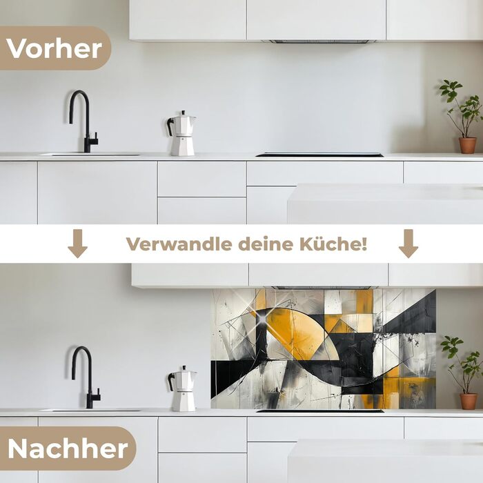Кухонний фартух 80x300 см Самоклеючий захисний щиток для кухонної стіни Кухонний фартух Кухонні фасади Кухонні фартухи Кухонна стіна - Абстрактна (Сіра - Сучасна, 80 x 150 см)