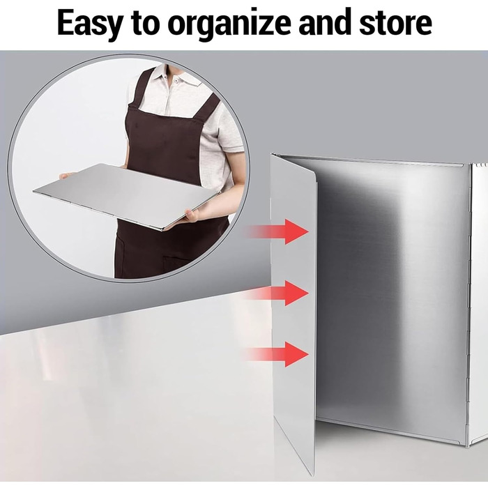 Складаний настінний кухонний бризкозахисний екран, кухонна пластина для бризок, захист від бризок з антипригарним покриттям, легко миється, для щоденного приготування їжі (чотирисекційний складний (бічне всмоктування), 90*38*70*45 см)