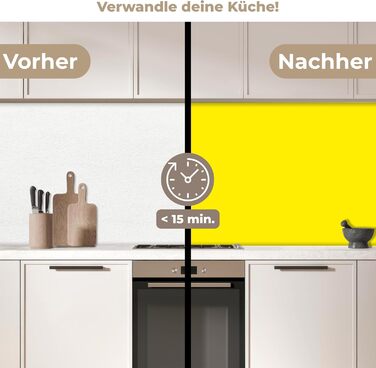 Кухонний фартух 60x250 см, самоклеючий фартух, кухонний фартух, кухонний фасад, самоклеючі кухонні фартухи - Осінь (Жовтий - Однотонний, 60 x 100 см)