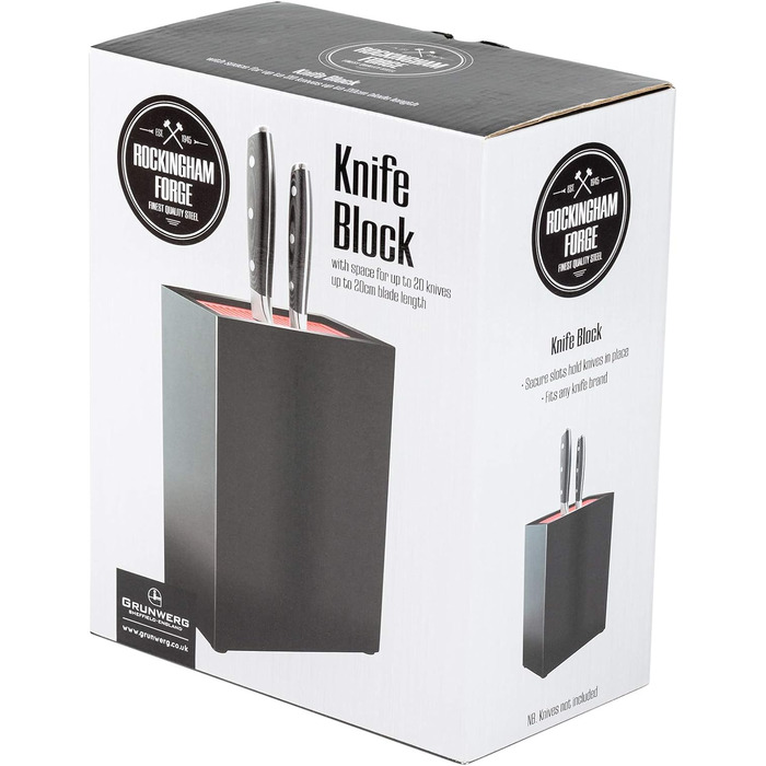 Блок ножей Rockingham Forge, пластик, наклонный дизайн, пустой блок ножей (глянцевый черный)