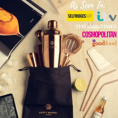 Профессиональный набор для приготовления коктейлей медный Rusty Barrel