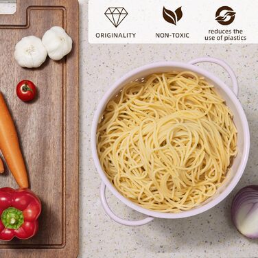 Металеве сито для пасти з подвійними ручками 21 см рожеве beifeier