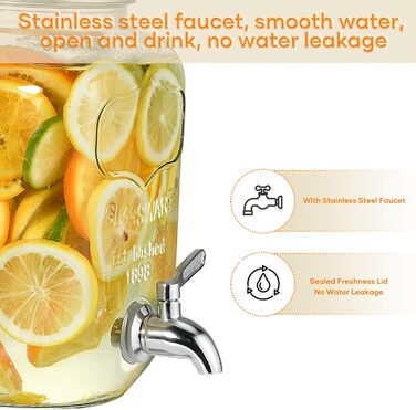 Скляний диспенсер для напоїв з краном 8 л Hisredsun