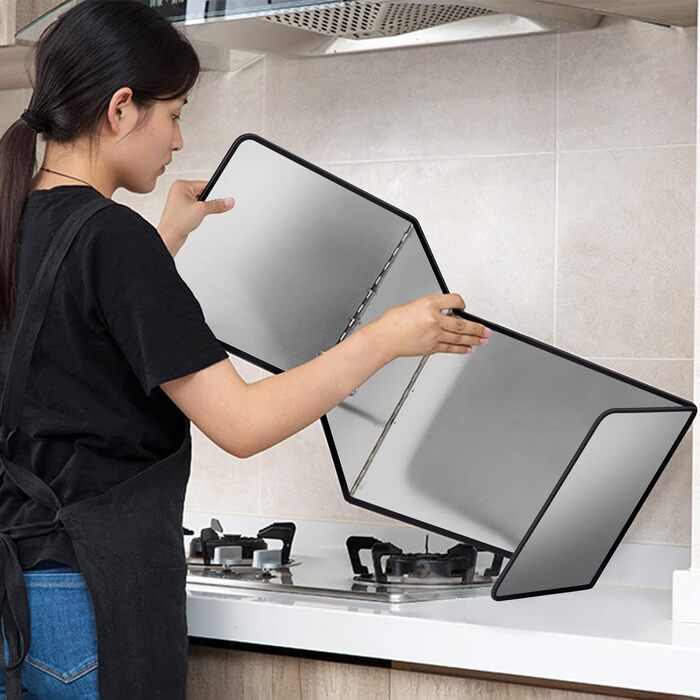 Портативний захист від бризок для приготування їжі, антипригарний, захист від бризок олії, захист від бризок для смаження, плита, захист від бризок, кухня, (срібний, L)