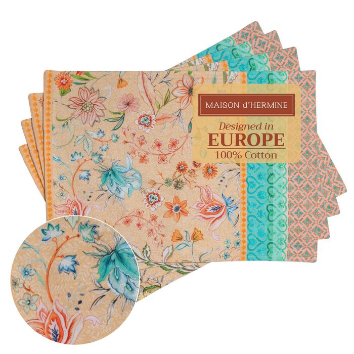 Бавовняні килимки для серветок, набір з 4 шт. , декоративні килимки для серветок, пасхальні килимки, що миються, для свят, вечерь, весни, літа (33 см x 48 см) (019 - Розкішний лофт - Персиковий), 39Hermine 100