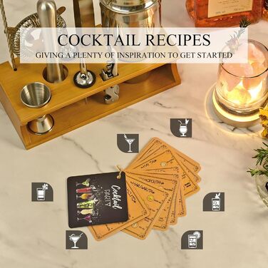 Набір для коктейлів з бамбуковою підставкою 17 предметів Eocolz