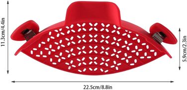 Силіконовий друшляк Fulenyi із застібкою, насадка для пасти для каструль, сковорідок та мисок, кухонне ситечко, яке можна мити в посудомийній машині, друшляк для зливання води ідеальний засіб для зливання пасти та овочів (червоний)