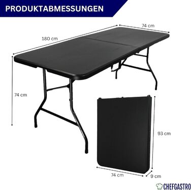 Складаний фуршетний стіл 180x74 см чорний CHEFGASTRO
