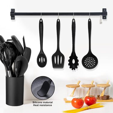 Набір кухонного приладдя, 49 предметів, чорний TAVADA