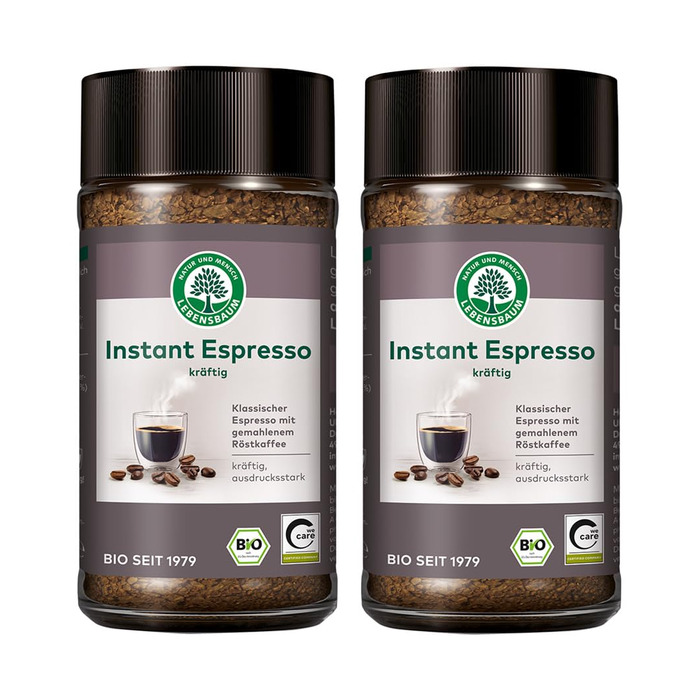 Розчинна кава еспресо, 2 скляні банки по 100 г Lebensbaum