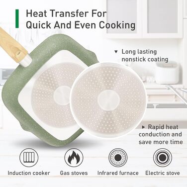 Набір кухонного посуду, 17 предметів, зелений Kitchen Academy