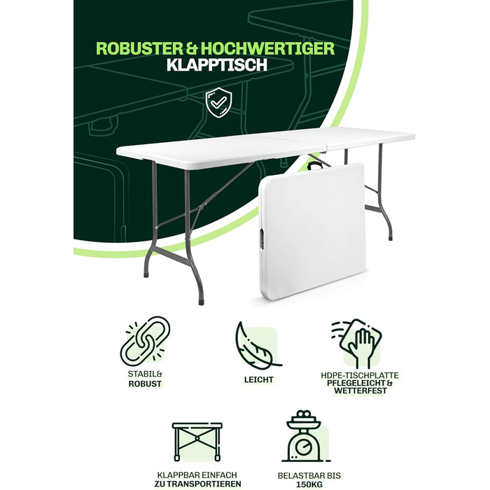 Складаний кемпінговий стіл 180x74x74 см Blumixx