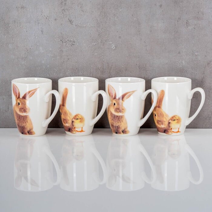 Набір із 4 чашок з малюнком кролика levandeo
