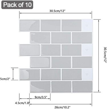 Штук 3D наклейки на плитку для ванної кімнати кухні, клейка вінілова плитка, самоклеюча плівка для плитки, стінові панелі, ПВХ, плитка Metro, самоклеючий декор плитки 30x30, декор настінної плитки (1, світло-зелений)