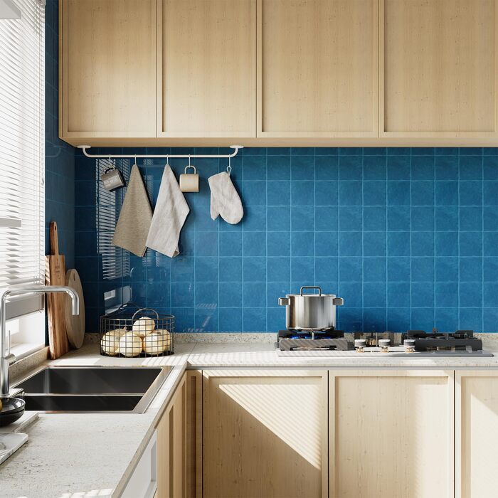 Штук 3D наклейки на плитку для ванної кімнати кухні, самоклеюча вінілова плитка, самоклеюча плівка для плитки, стінові панелі, ПВХ, плитка Metro, самоклеючий декор плитки 30x30, декор настінної плитки (10, 4 смужки темно-синій)