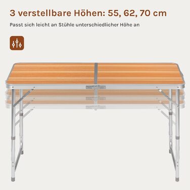 Кемпинговый стол 120x60 см светлый дуб WOLTU