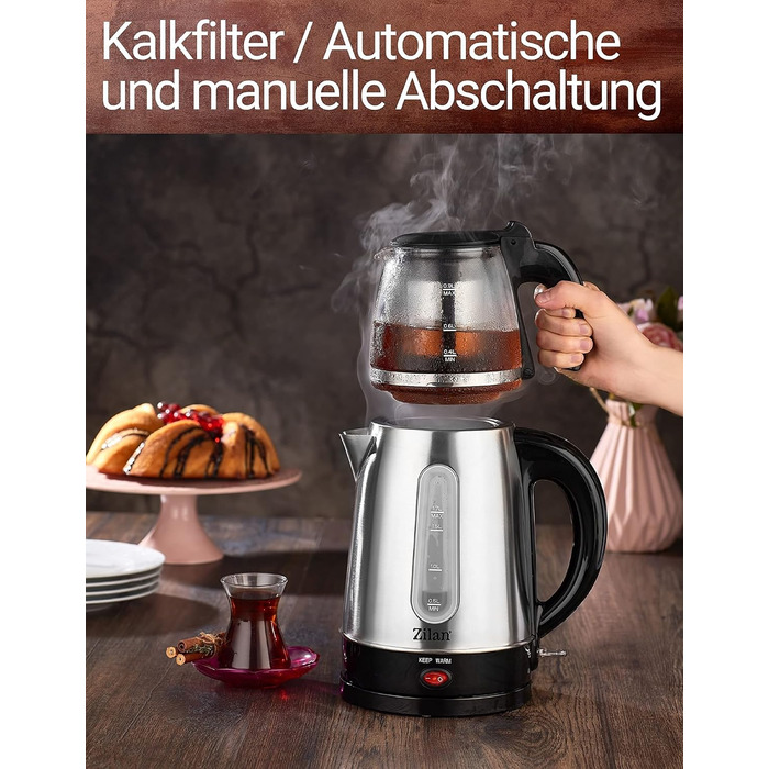Чайник 2200 Вт Захист від перегріву 100 без BPA Захисне скло Фільтр від накипу Чайник Водоочисник Чайник Чайник Чайник зі скла та нержавіючої сталі