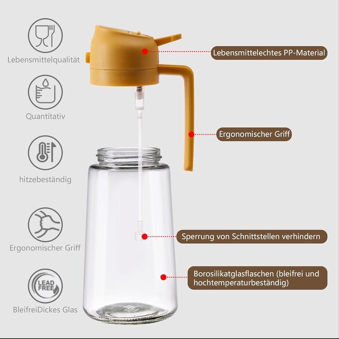 Дозатор та розпилювач олії 470 мл 2-в-1, жовтий SWEET VIEW