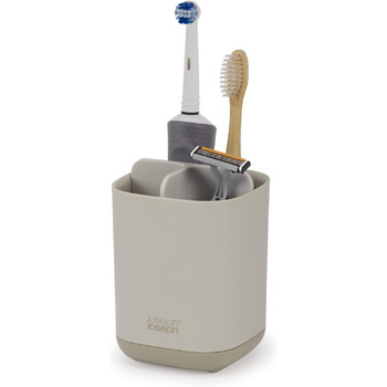 Тримач для зубних щіток, пластиковий, нековзне дно, тримач зубної щітки для стільниці раковини у ванній кімнаті, (кедді, середній, бежевий)