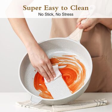 Сковорода с антипригарным покрытием и крышкой 28 см белая Kordisen