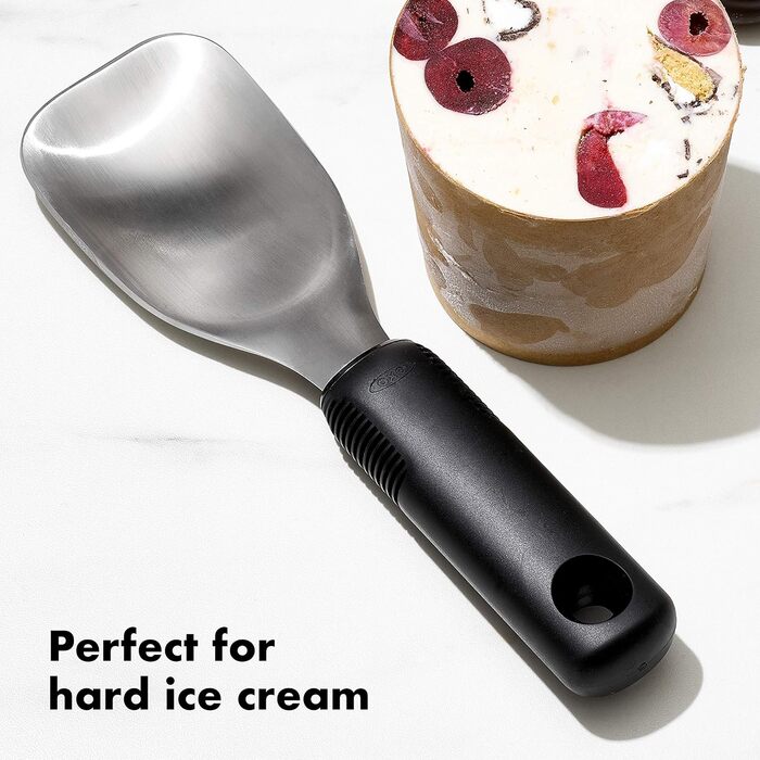 Ергономічна ложка для морозива OXO Good Grips з ежектором нержавіюча сталь 11,7 x 26,7 см, курок (лопатка, чорний)