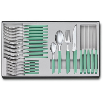 Набір кухонний Victorinox Swiss Modern Table Set 24шт з мятн. ручкою (6 ножів steak,6 віделок,6 ложек,6 ложек)