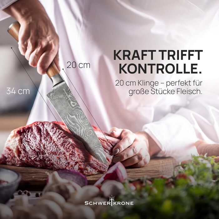 Нож для мяса Schwertkrone Рукоять из оливкового дерева Универсальный нож Нож для ветчины (34 см)