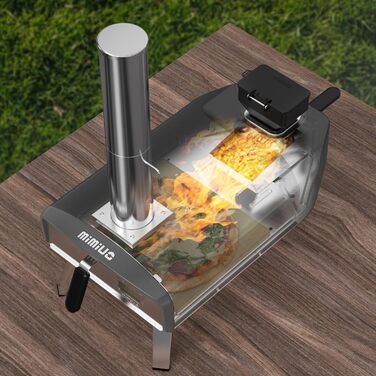 Портативна піч для піци з квадратним каменем 33 см і вбудованою лійкою для пелет Mimiuo