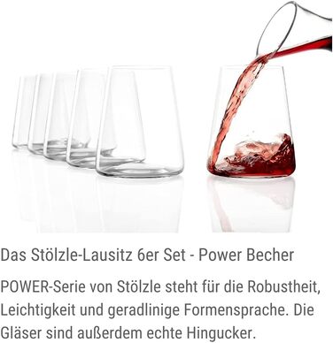 Келихи для червоного вина Stlzle Lausitz Power/Набір келихів для червоного вина з 6/Високоякісні келихи для червоного вина 520 мл/Келихи для вина Червоне вино/Келихи для червоного вина Stlzle (Стакан для червоного вина - 515 мл)
