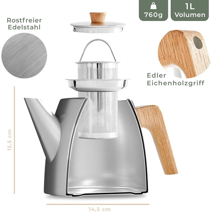 Чайник 1 л із ситечком-вставкою WALDWERK