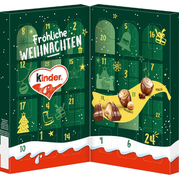 Різдвяний адвент-календар 2025 з 24 шоколадними сюрпризами, 121 г Kinder
