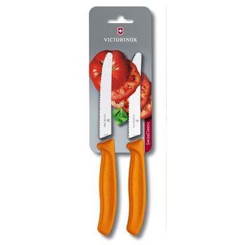 Кухонний ніж Victorinox SwissClassic Tomato&Sausage лезо 11см хвил. з помар. ручкою 2шт (блістер)