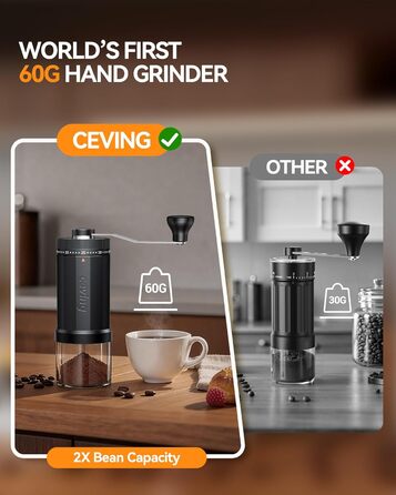 Ручна кавомолка об'єму 60 г CEVING