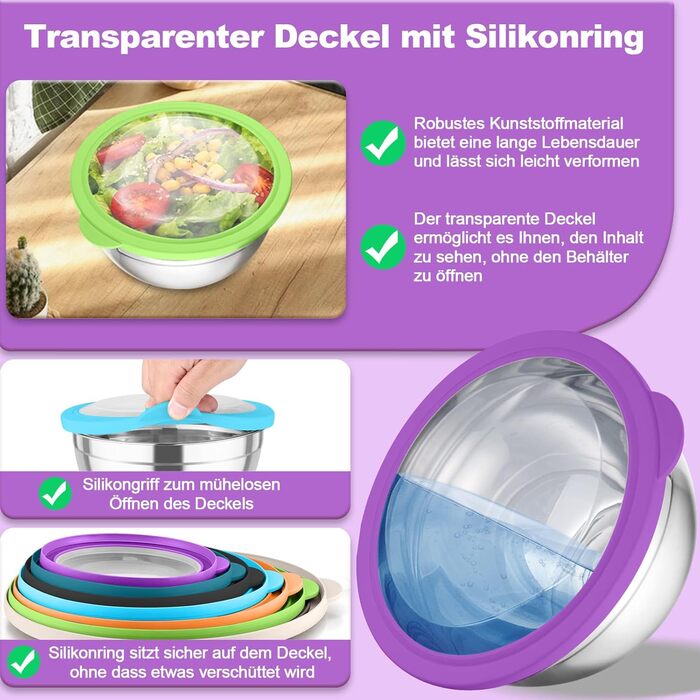 Набір мисок для змішування з нержавіючої сталі 5 шт Homikit