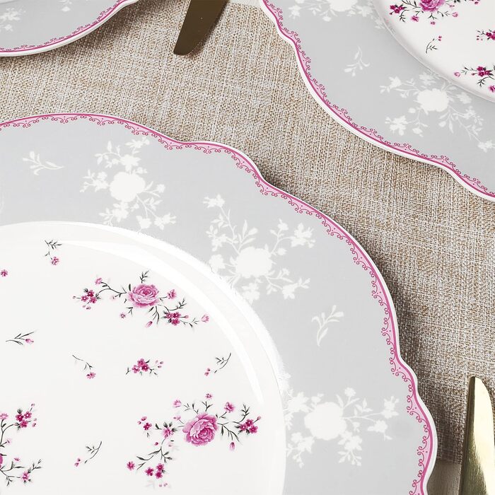 Тарілки для обіду Fanquare з білого порцеляни, набір з 4 шт. , Ø 275 мм, плоскі тарілки, Royal Vintage, рожевий квітковий набір посуду для кейтерингу та домашнього використання, обідні тарілки 10,8 дюйма