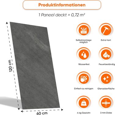 Стінові панелі IZODEKOR під мармур 60x120 см Панель для кухонного фартуха ПВХ-облицювання стін для кухні, ванної кімнати Бризкозахисна плівка для кухні Водонепроникна та термостійка (4 панелі 4 монтажних клею, залізна ручка)