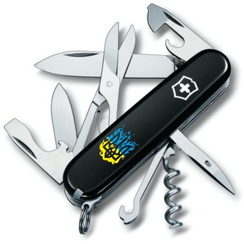 Нож Victorinox Climber Ukraine 91мм/14funk/черный/огненный трезубец