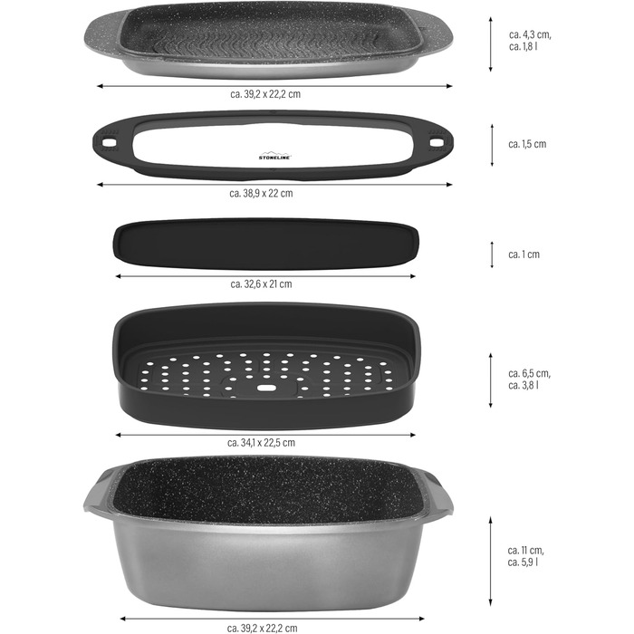 Сковорода-жаровня 39 х 22 см 5,9 л STONELINE