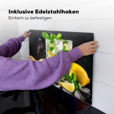 Фартух для плити, кухонний фартух, вініл, 78x52 см, декор для кухні, облицювання стіни, кришка для плити - сіро-чорна (вода-скло, 52Д x 71Ш см)