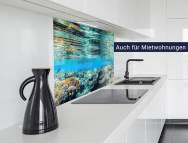 Кухонний фартух timalo зі скляним виглядом Північне море, очерет, захід сонця, океан, солома 2-мм акрилове скло Бризкозахисна стінка для плити, скляний кухонний фартух, акрилові скляні стінові панелі, захисна панель для фартуха (220 x 58 см, 311- Coral Re